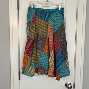 Boho patchwork wrap skirt, size XL
